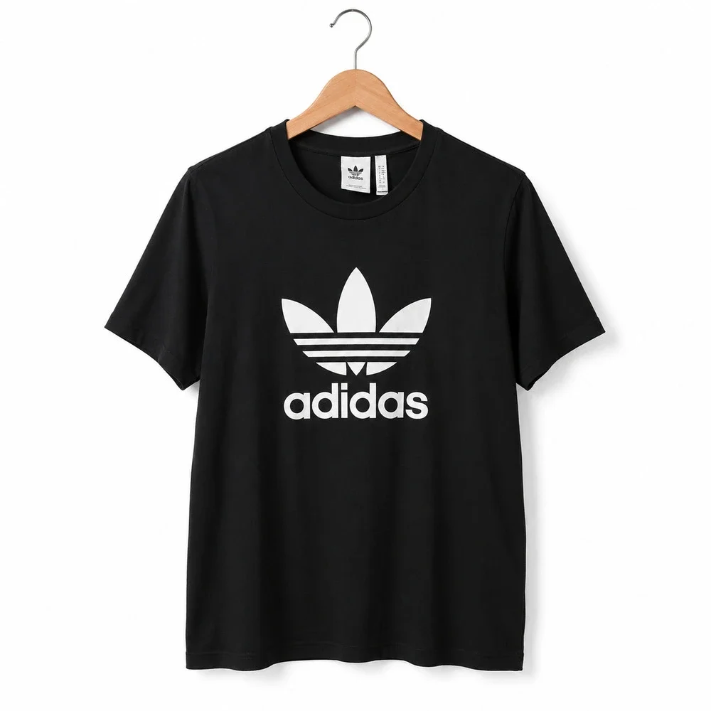 Adidas Tee Mens Size Medium Black Crew Neck Short Sleeve 100% Cotton Classic NWT